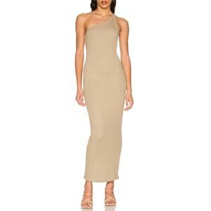 The Line by K Olive Gael One-Shoulder Ribbed Stretch-Cotton Maxi Dress Size S -